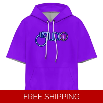 3D Short Sleeve Hooded Le Studio White & Blue Logo Red Star Man                   Red Star Man